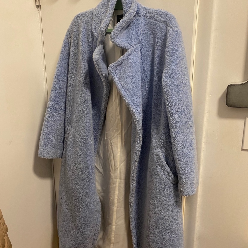 Something Navy light blue teddy coat